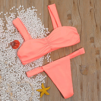 Solid color split bikini swimsuit - Shé Hauté