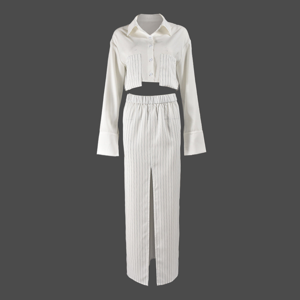 Elastic Waist Skirt Suit