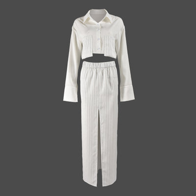 Elastic Waist Skirt Suit