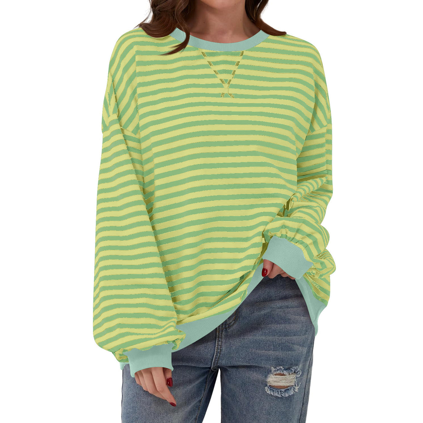 Pull décontracté à rayures pour femme