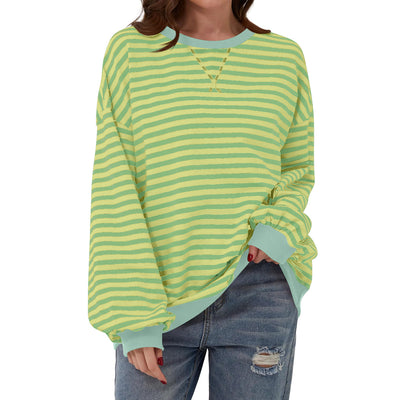 Pull décontracté à rayures pour femme