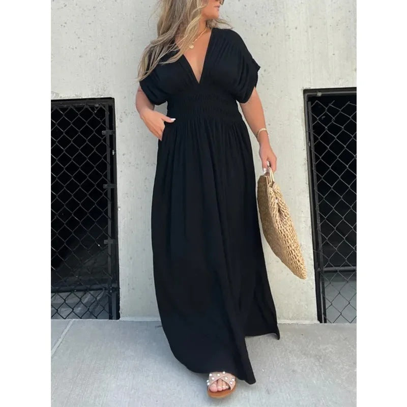 Short Sleeve Slit Dress
