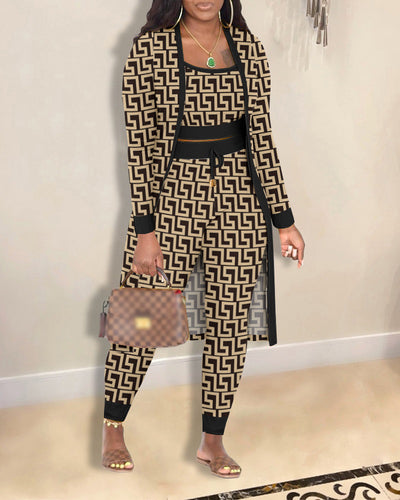 Ensemble 3 pièces avec manteau imprimé