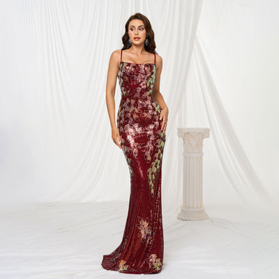 Off-Shoulder Sequin Evening Dress - Shé Hauté