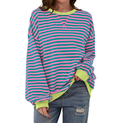 Pull décontracté à rayures pour femme