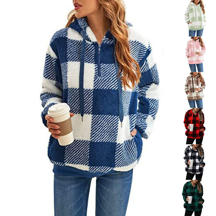 Women's Plaid Hooded Sweatshirt