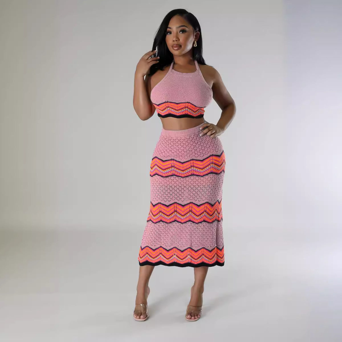 Knitted Vest & Skirt Suit