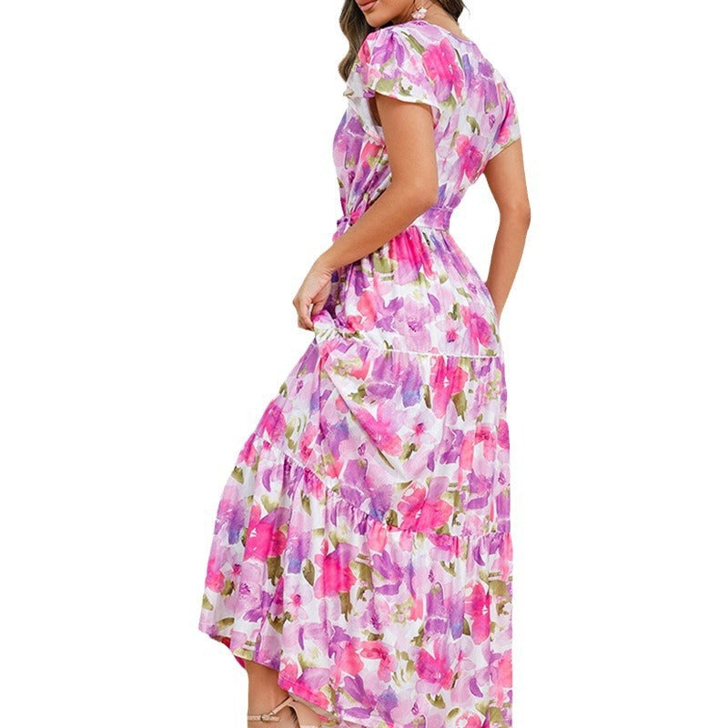 Robe à volants imprimée