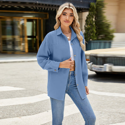 Chemise à revers unie pour femme