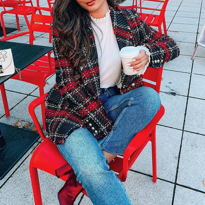 Blazer en laine à carreaux