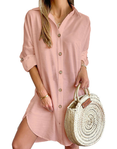 Autumn Lapel Shirt Dress