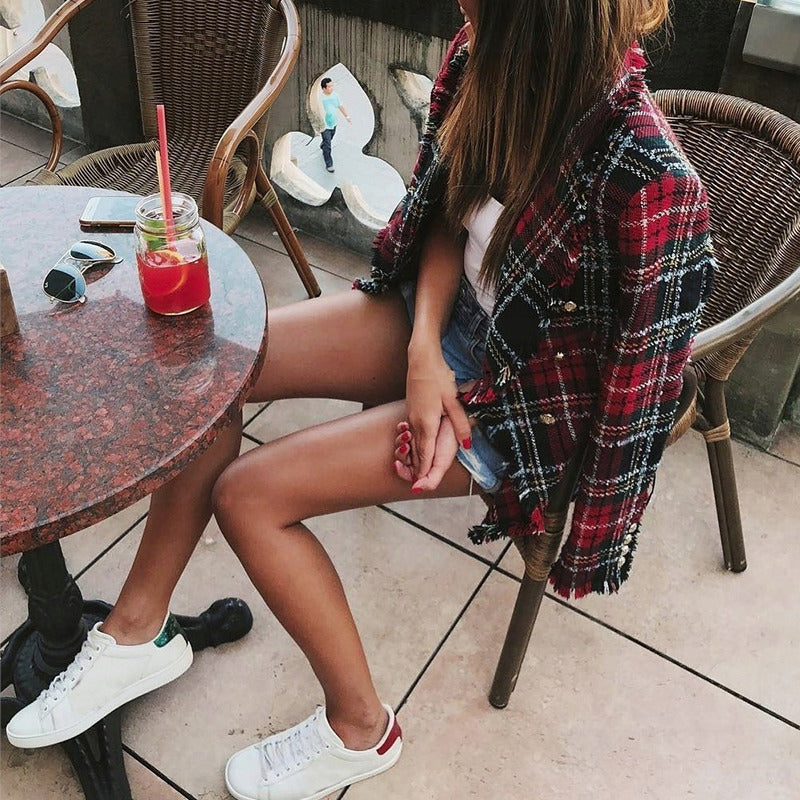 Blazer en laine à carreaux