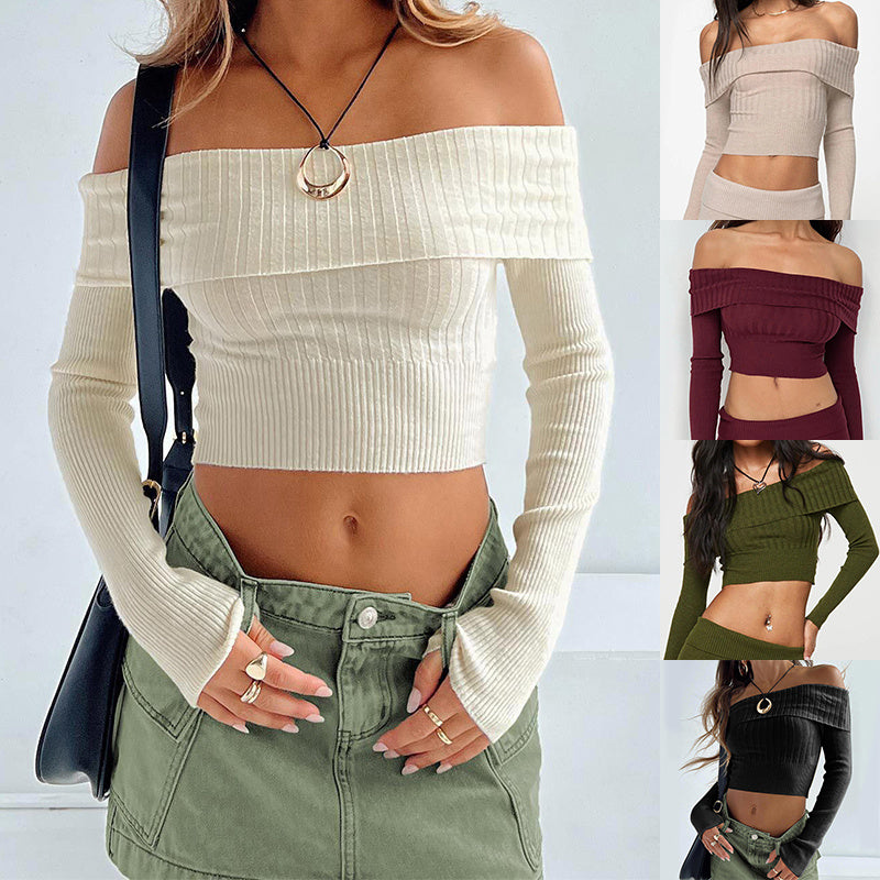 Long Sleeve Knit Crop Top