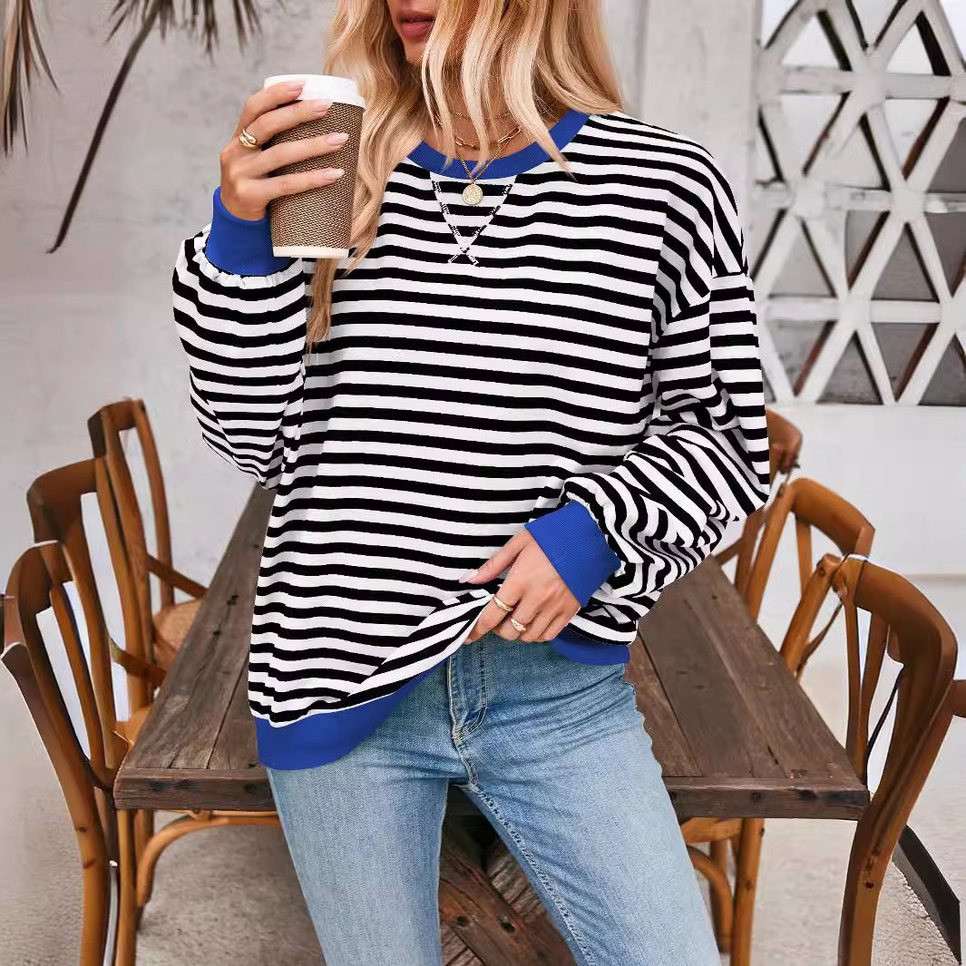Pull décontracté à rayures pour femme