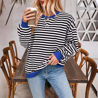 Pull décontracté à rayures pour femme