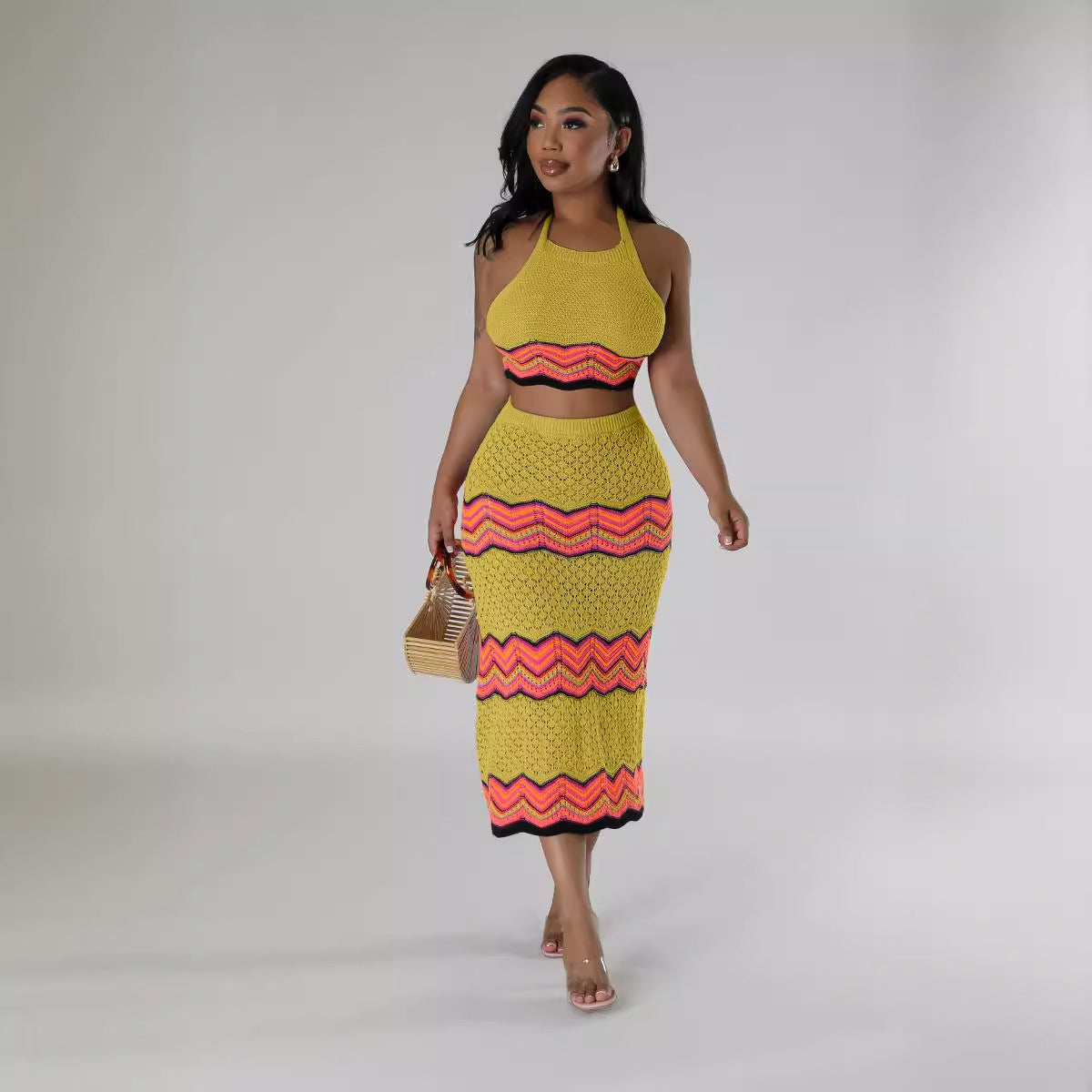 Knitted Vest & Skirt Suit