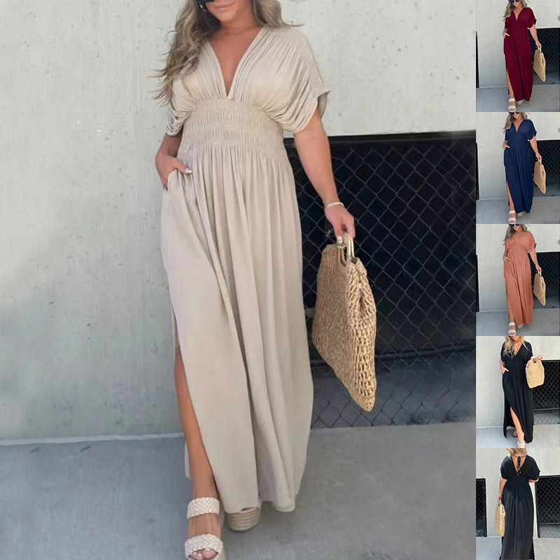 Short Sleeve Slit Dress