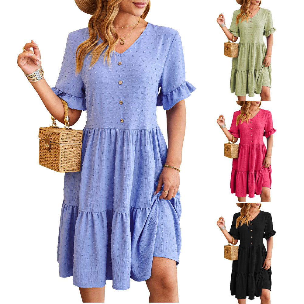 Pleated Jacquard Dress