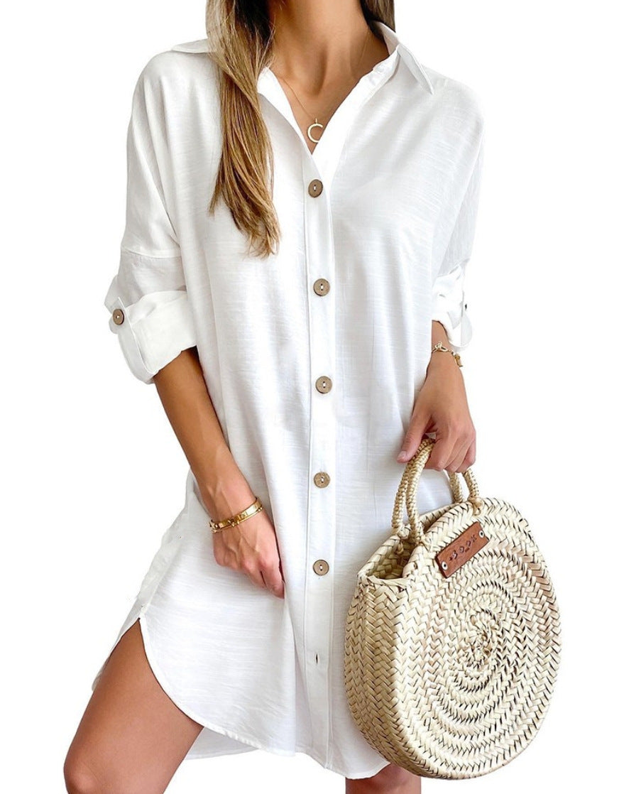 Autumn Lapel Shirt Dress