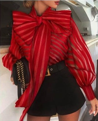 Chemise décontractée à manches à pois