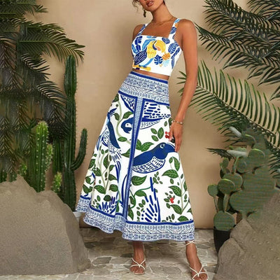 Midriff-Baring Skirt Set