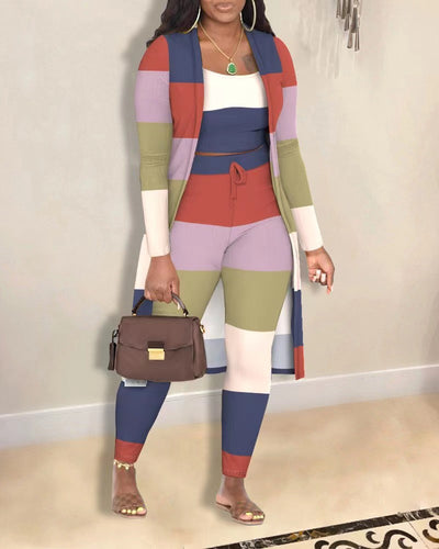 Ensemble 3 pièces avec manteau imprimé