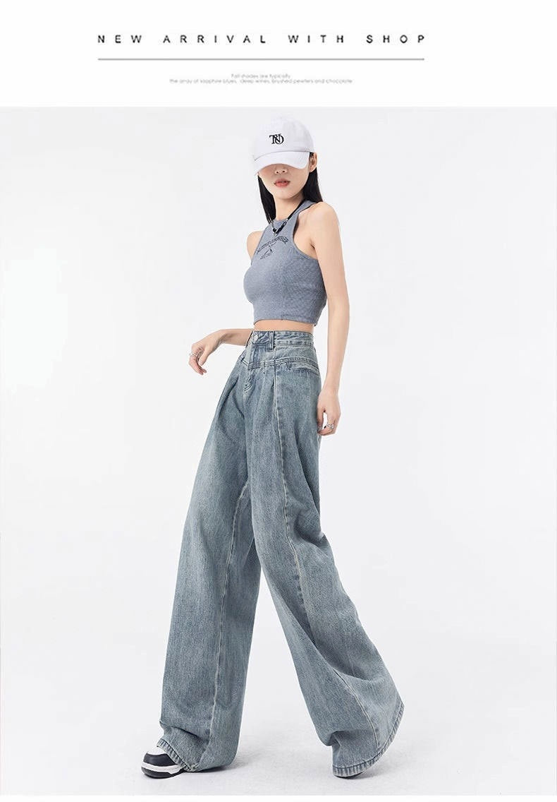Loose Pleated Jeans