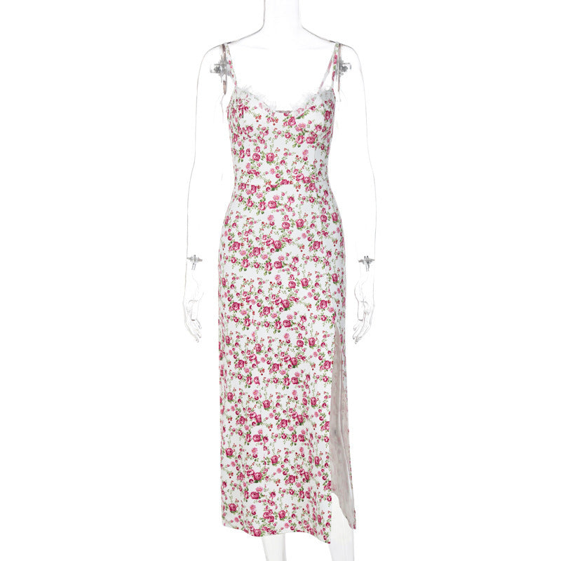 Robe nuisette en dentelle à fleurs