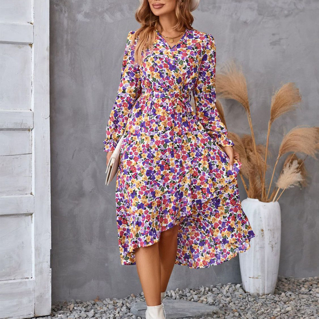 Robe à volants fleurie