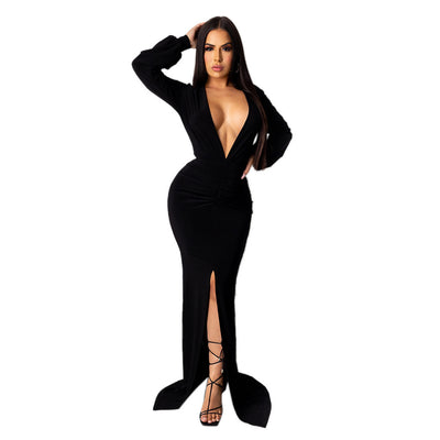 Women's Deep V Club Evening Dress - Shé Hauté