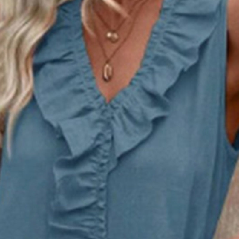 Ruffled V-Neck Maxi