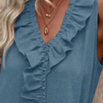 Ruffled V-Neck Maxi