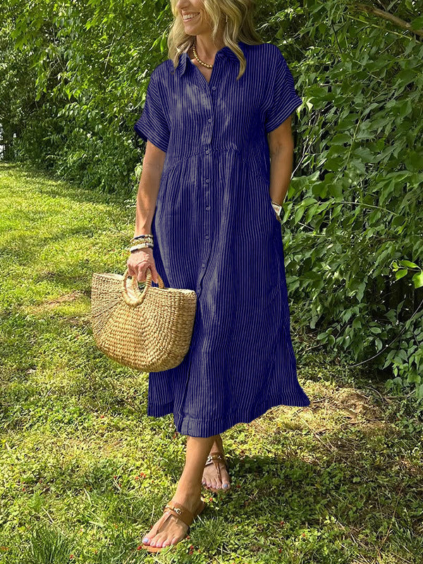 Robe en lin rayée