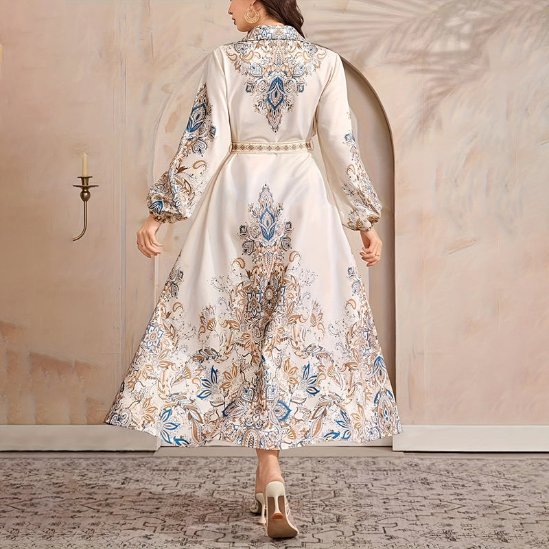 Lapel Print Dress