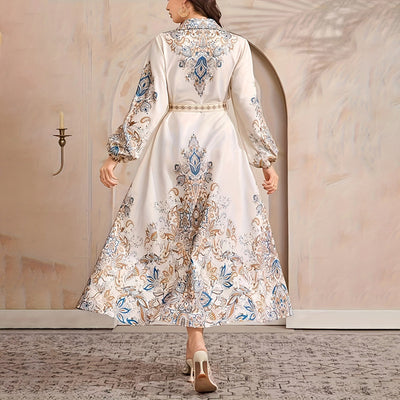 Lapel Print Dress