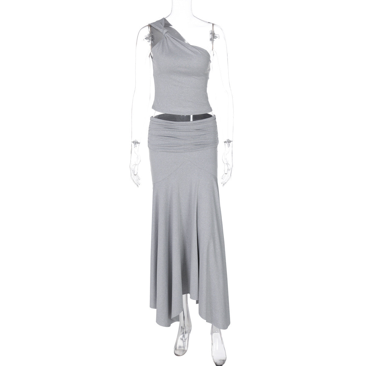 Solid Vest Skirt Set