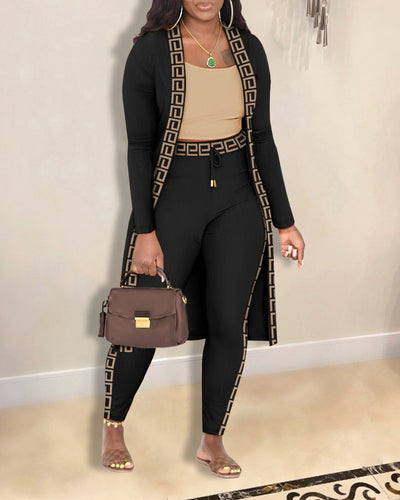 Ensemble 3 pièces avec manteau imprimé