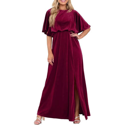 Robe fendue à manches lotus