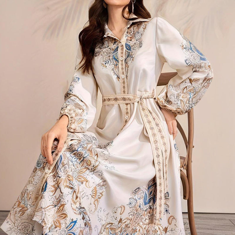 Lapel Print Dress