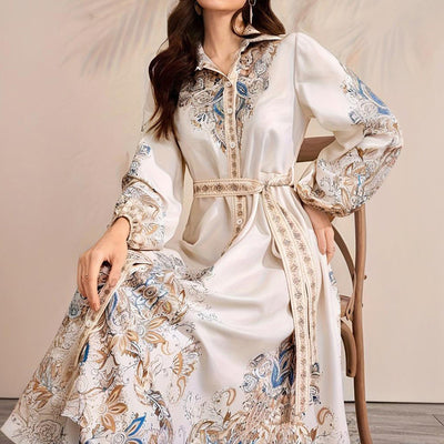 Lapel Print Dress
