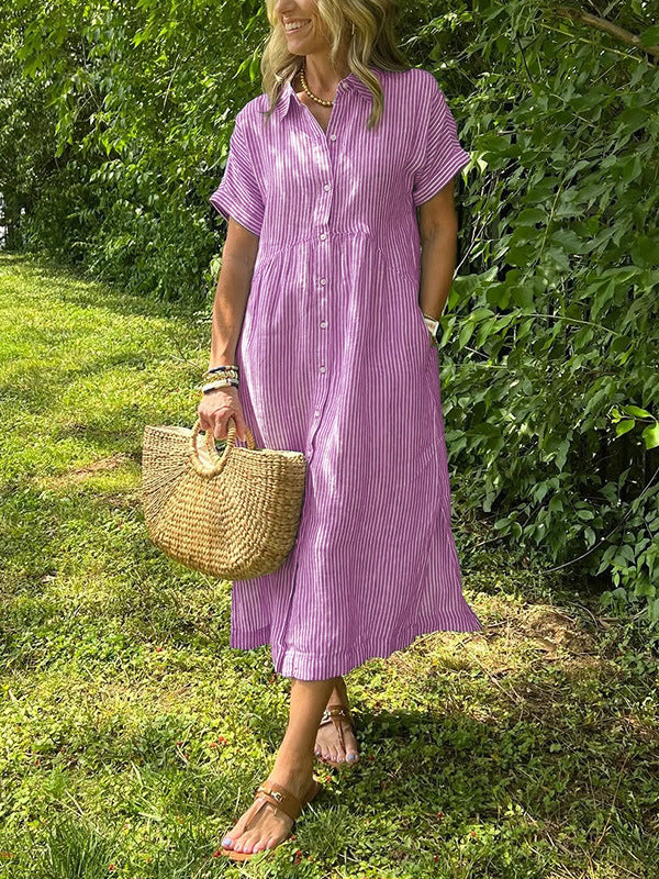 Robe en lin rayée