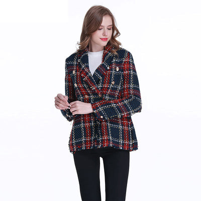 Blazer en laine à carreaux