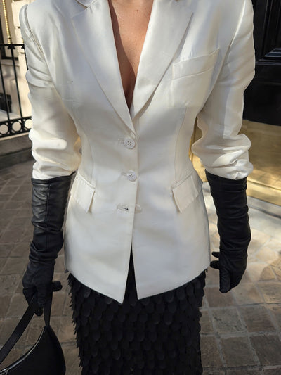 Waisted White Blazer