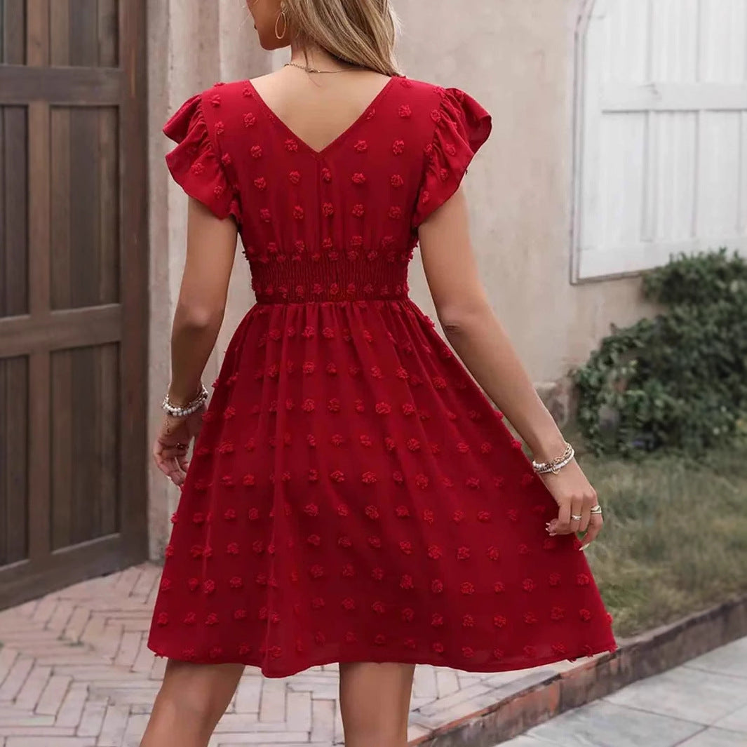Robe jacquard à volants