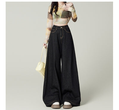 Retro Deep Blue Wide Leg Jeans - Shé Hauté