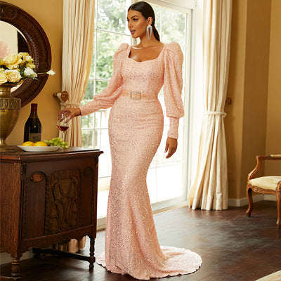 Robe longue à paillettes