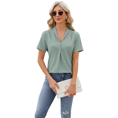 Hollow V-Neck Loose Fit Tee