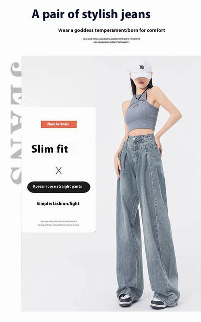 Loose Pleated Jeans