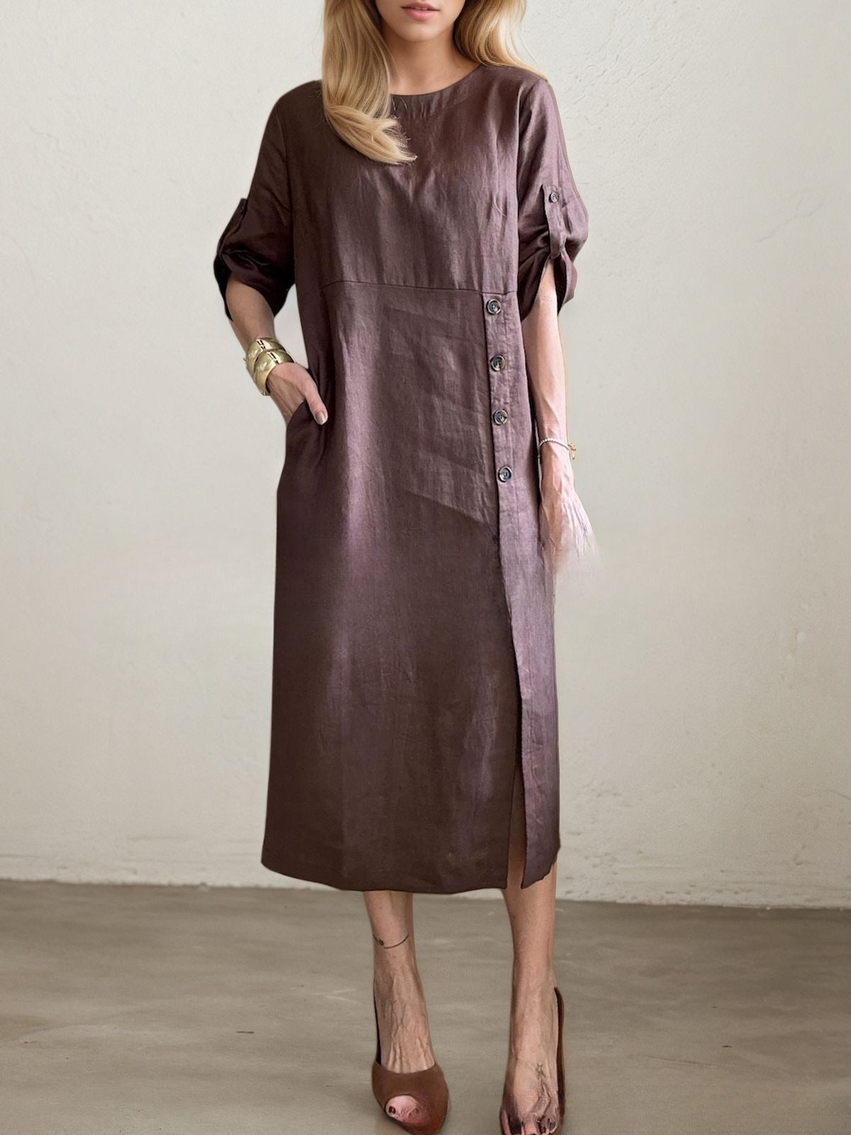 Robe midi boutonnée