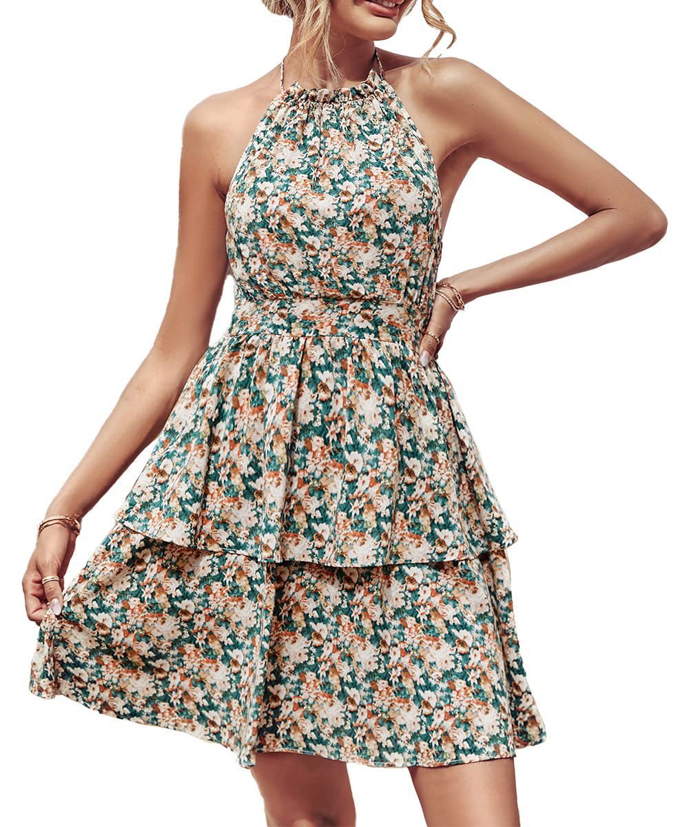 Boho Print Halter Dress